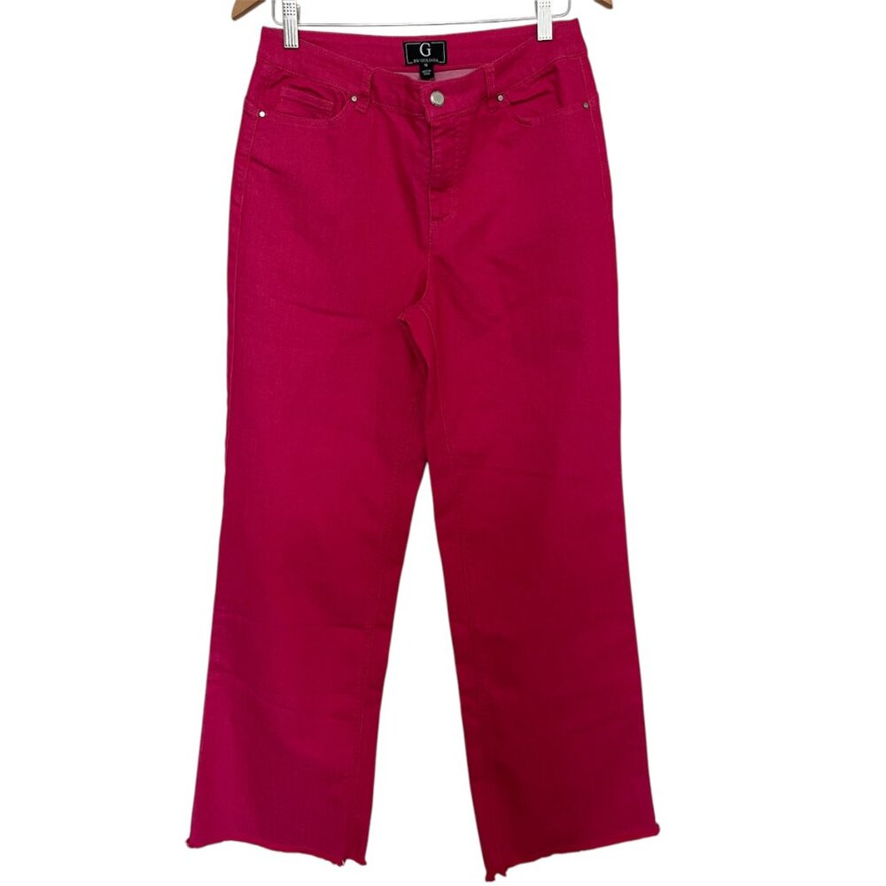 G by Giuliana Pink Stretch Bootcut Wide Leg Jean Raw Hem Barbiecore Y2K Pop 10